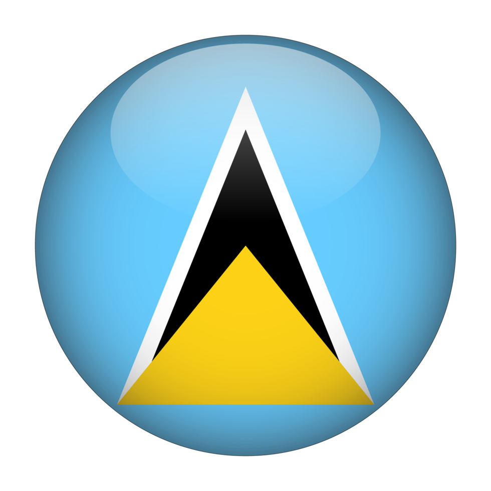 Saint Lucia 3D Rounded Flag with Transparent Background png