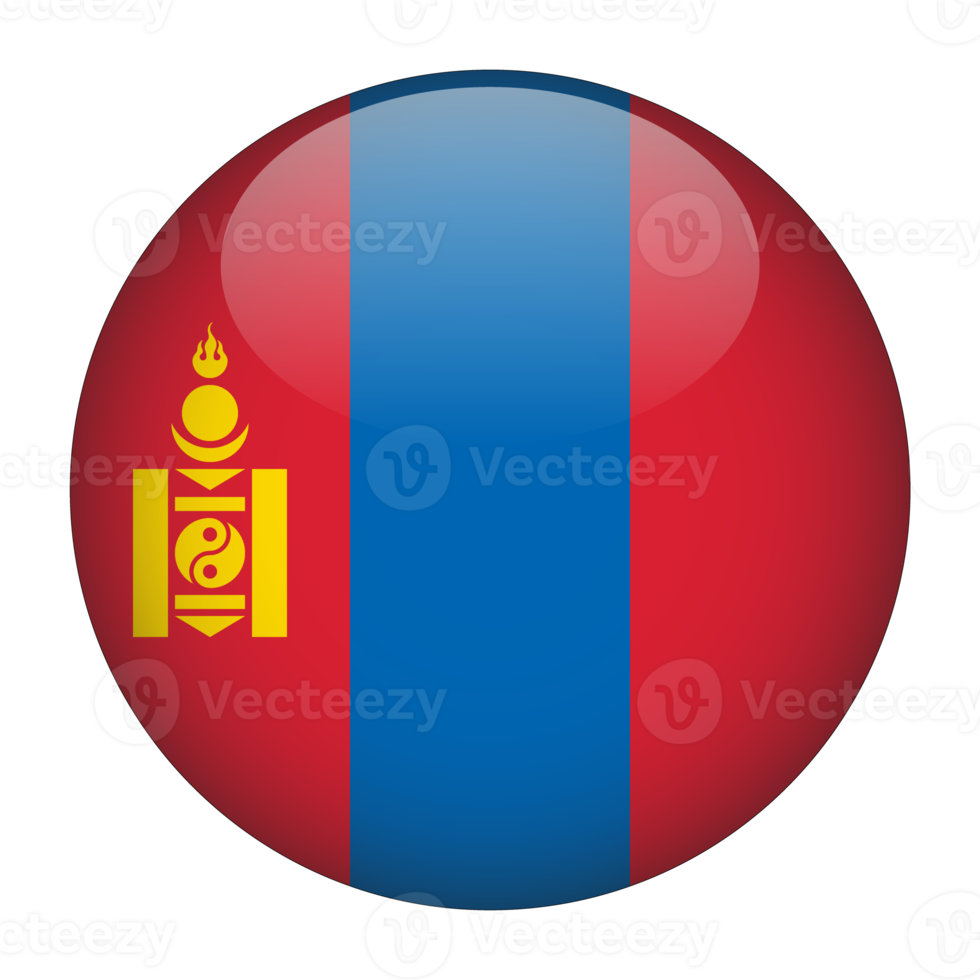 mongoliet 3d avrundad flagga med transparent bakgrund png