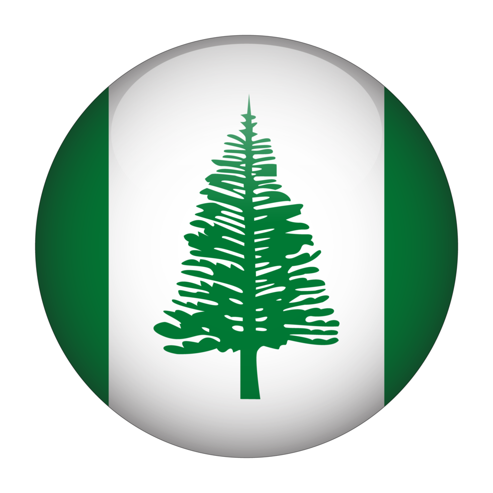 bandeira arredondada 3d da ilha norfolk com fundo transparente png
