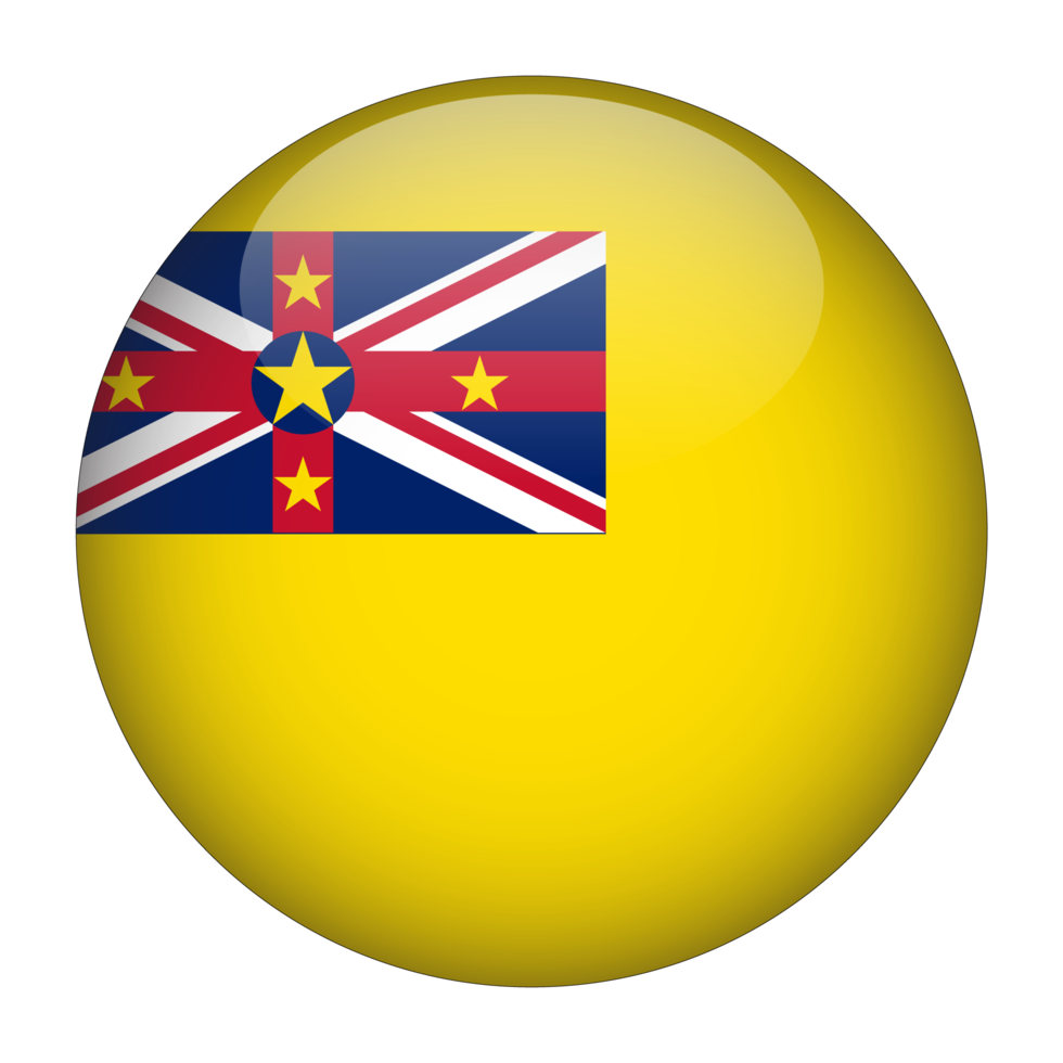 Niue 3D Rounded Flag with Transparent Background png