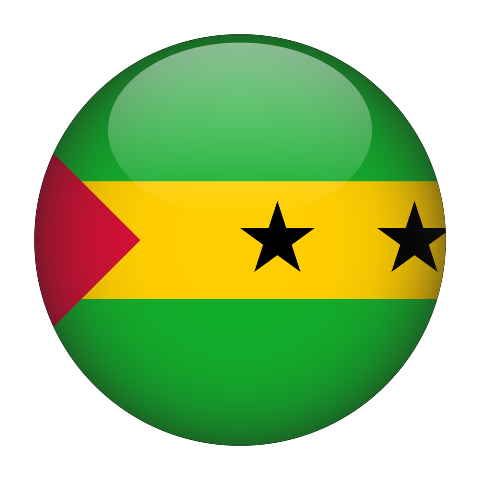 Sao Tome and Principe 3D Rounded Flag with Transparent Background png