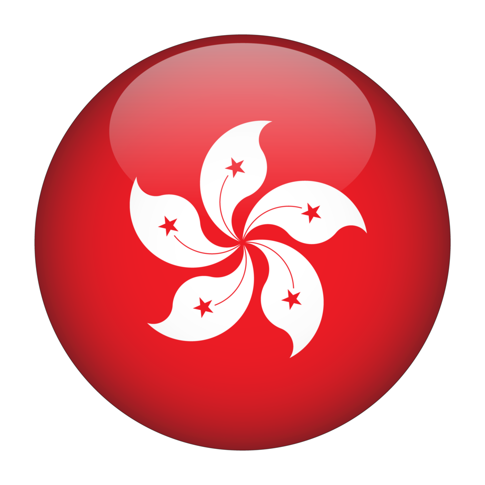 Hong Kong 3D Rounded Flag with Transparent Background png