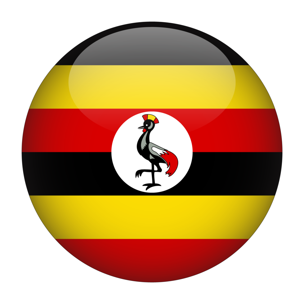 Oeganda 3d afgeronde vlag met transparant achtergrond png