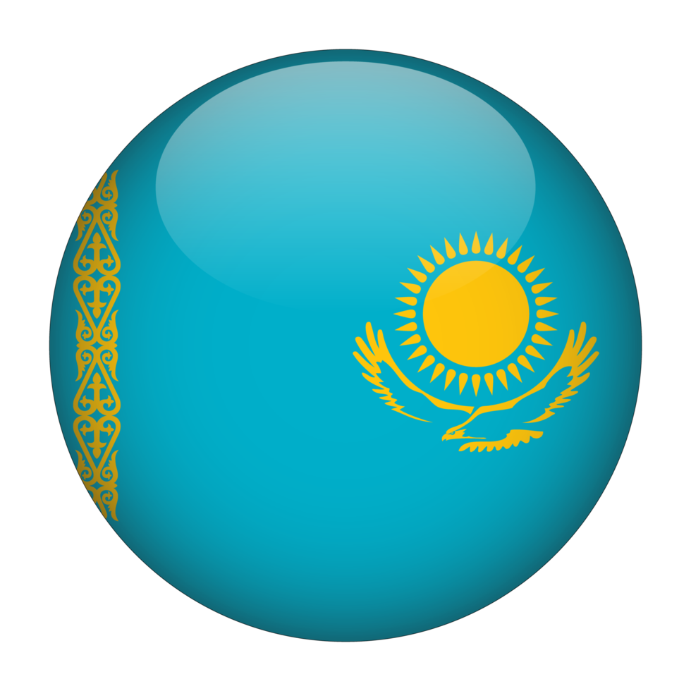 Kazakhstan 3D Rounded Flag with Transparent Background png