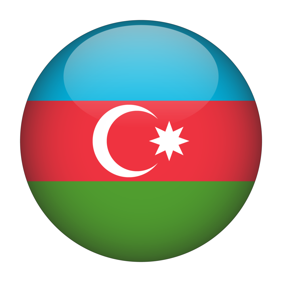 bandeira arredondada 3d do azerbaijão sem fundo png
