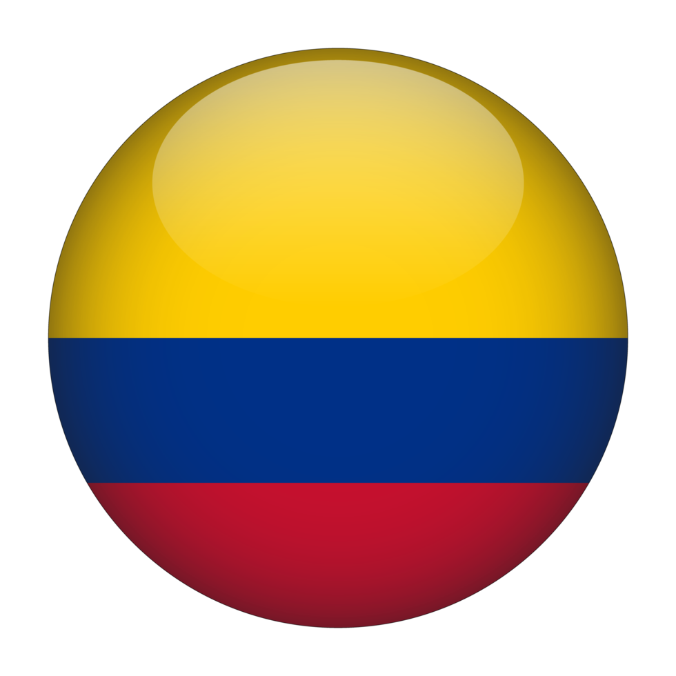 Colômbia 3d bandeira arredondada com fundo transparente png