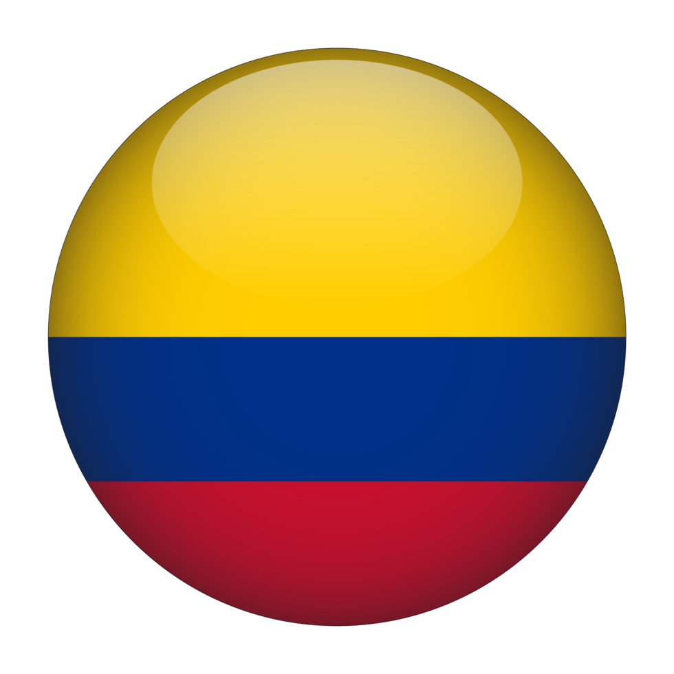 colombia bandera redondeada 3d con fondo transparente png