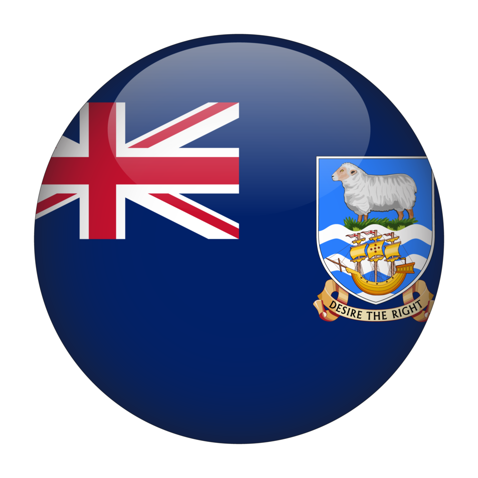 Falkland Islands 3D Rounded Flag with Transparent Background png