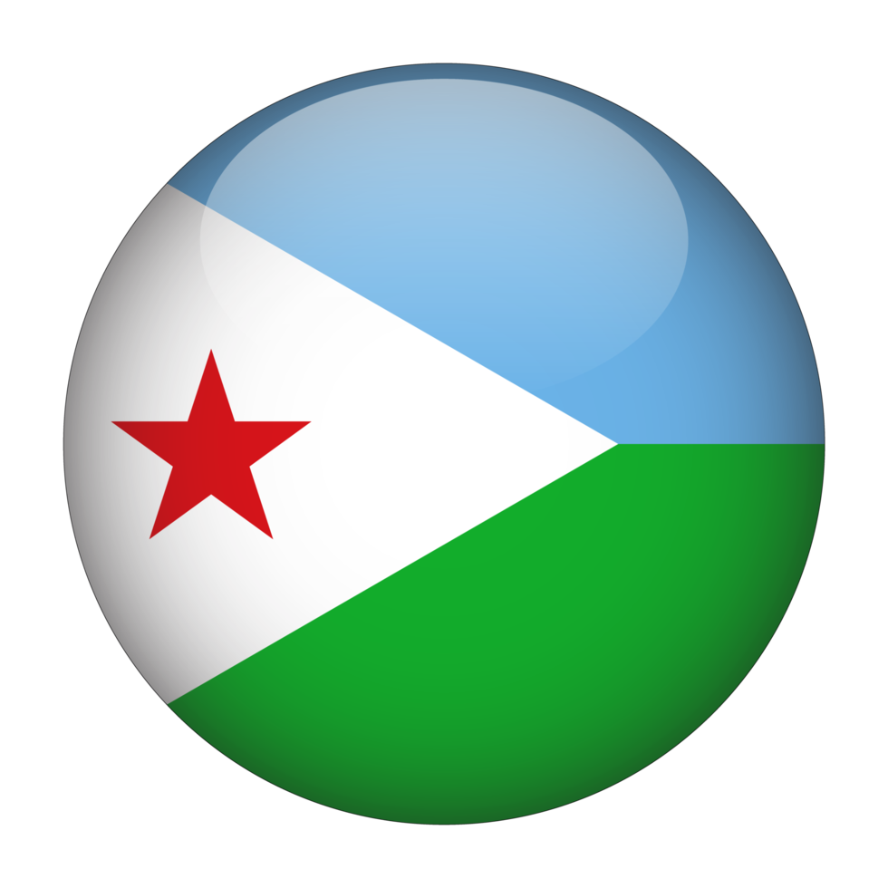 Djibouti 3D Rounded Flag with Transparent Background png