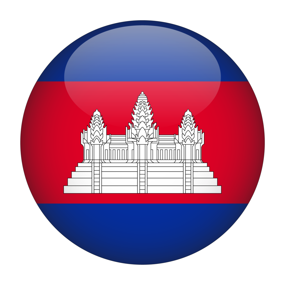 Cambodja 3d afgeronde vlag met transparant achtergrond png