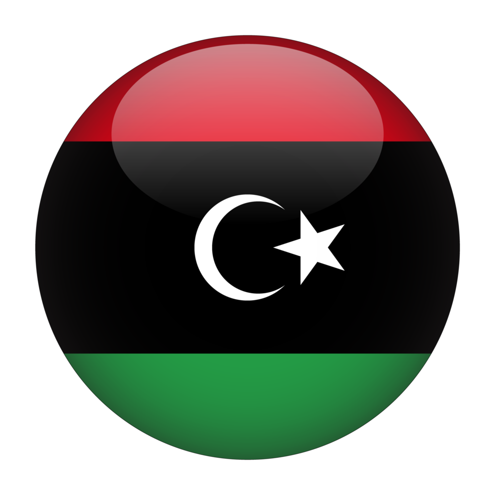 libyen 3d avrundad flagga med transparent bakgrund png