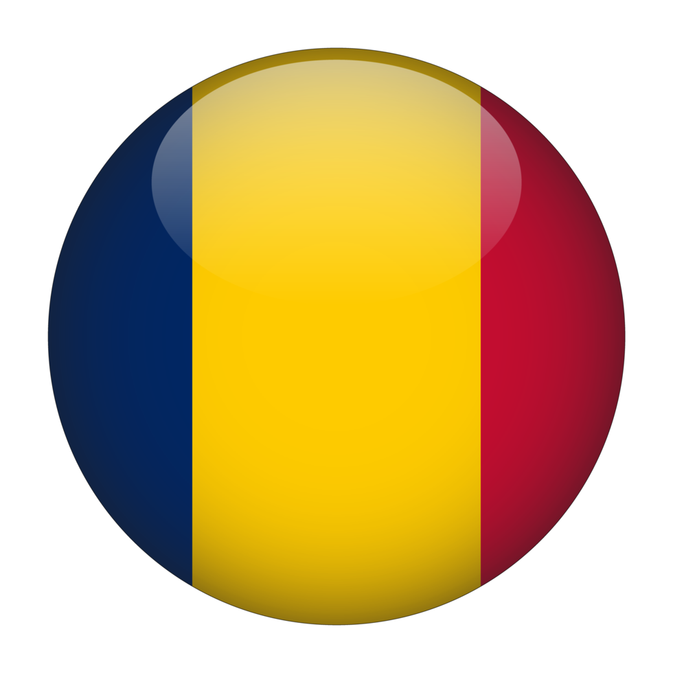 Chad 3D Rounded Flag with Transparent Background png