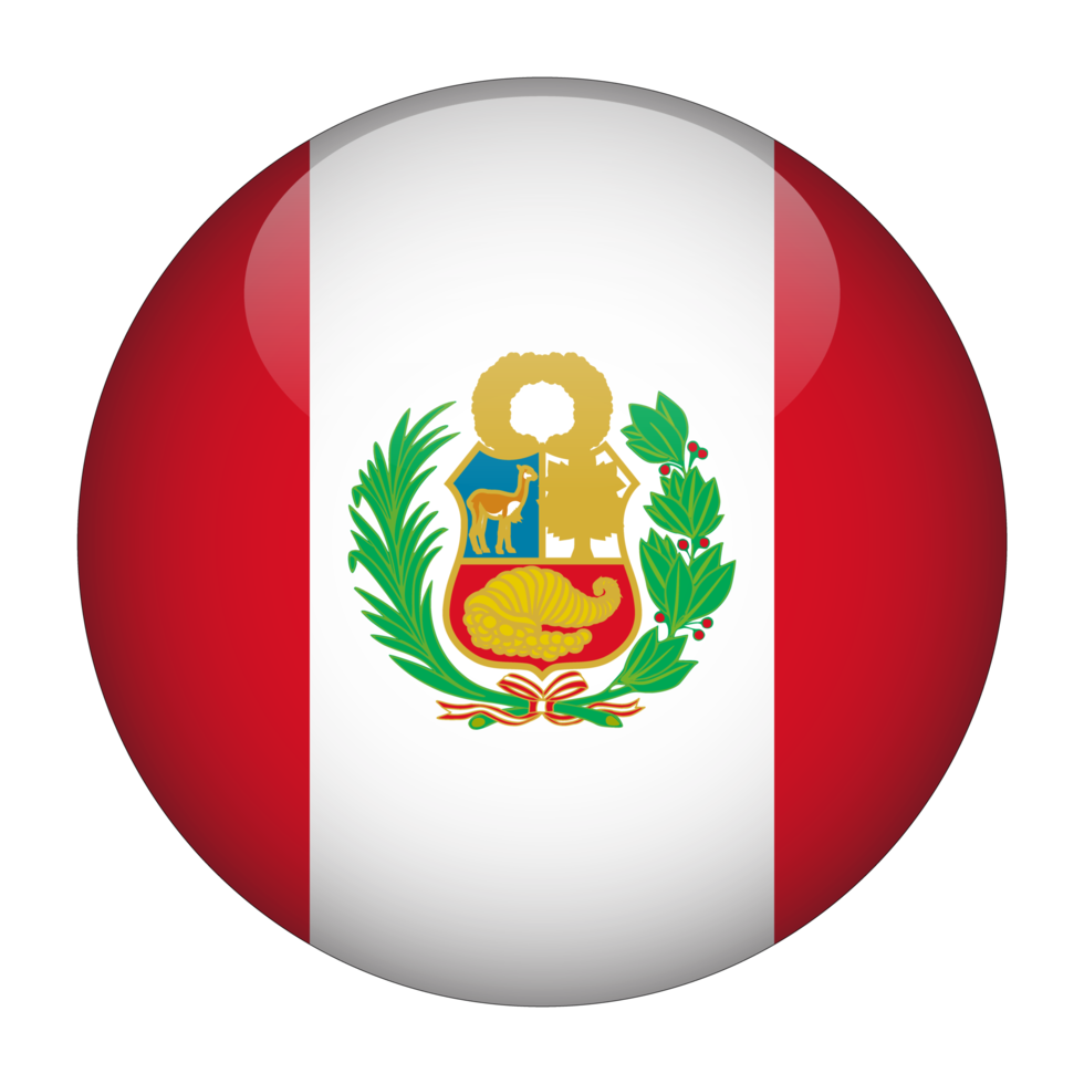 Peru 3D Rounded Flag with Transparent Background png