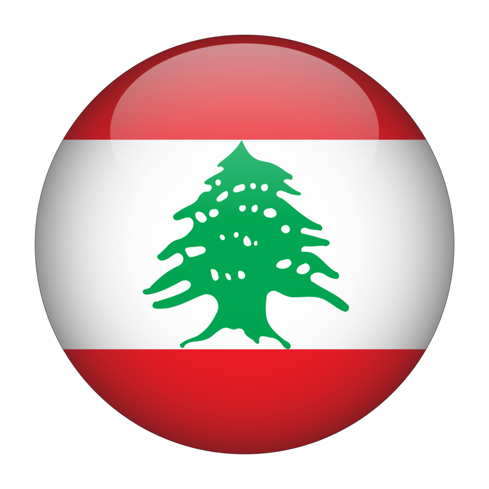 Líbano bandera redondeada 3d con fondo transparente png
