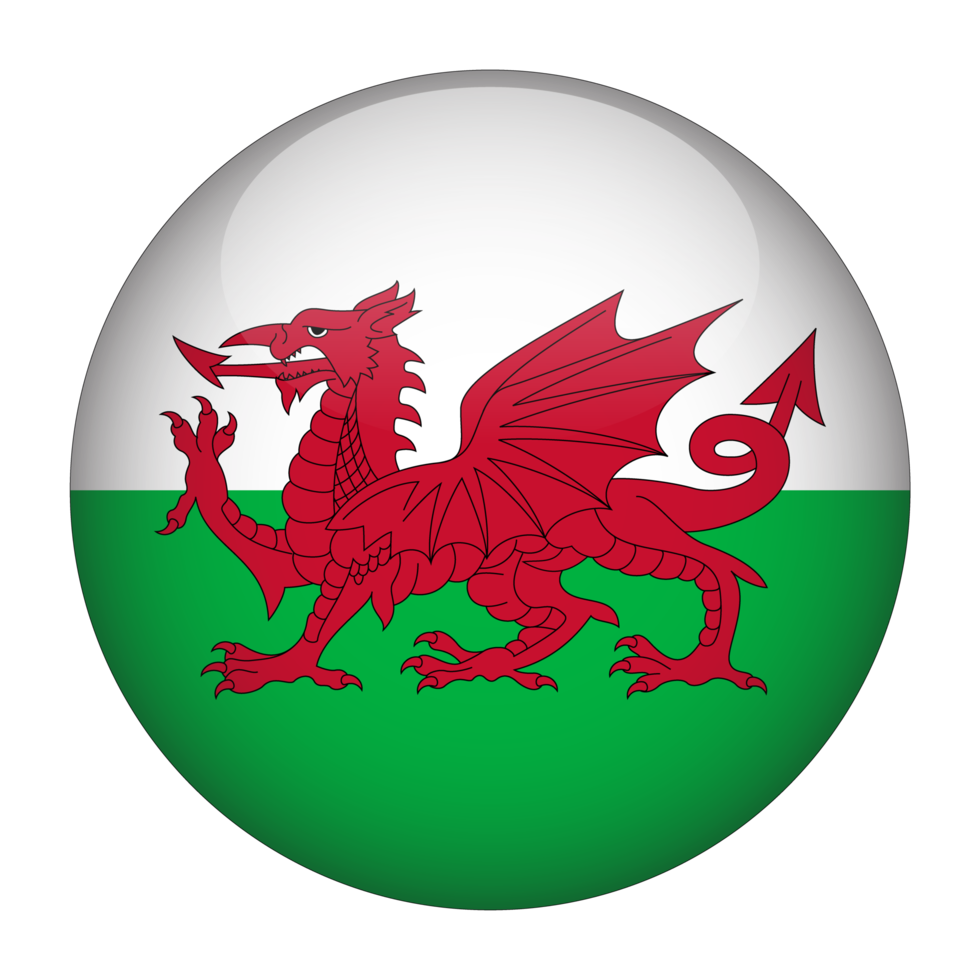 Wales 3D Rounded Flag with Transparent Background png