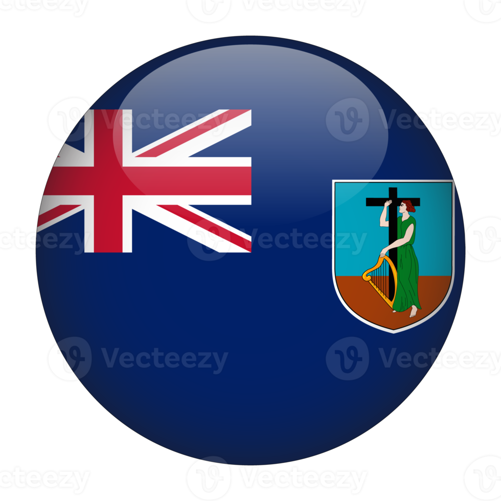 Montserrat 3D Rounded Flag with Transparent Background png