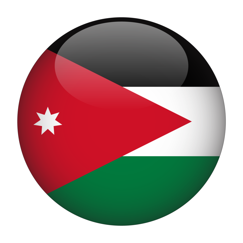 drapeau jordanien 3d arrondi avec fond transparent png