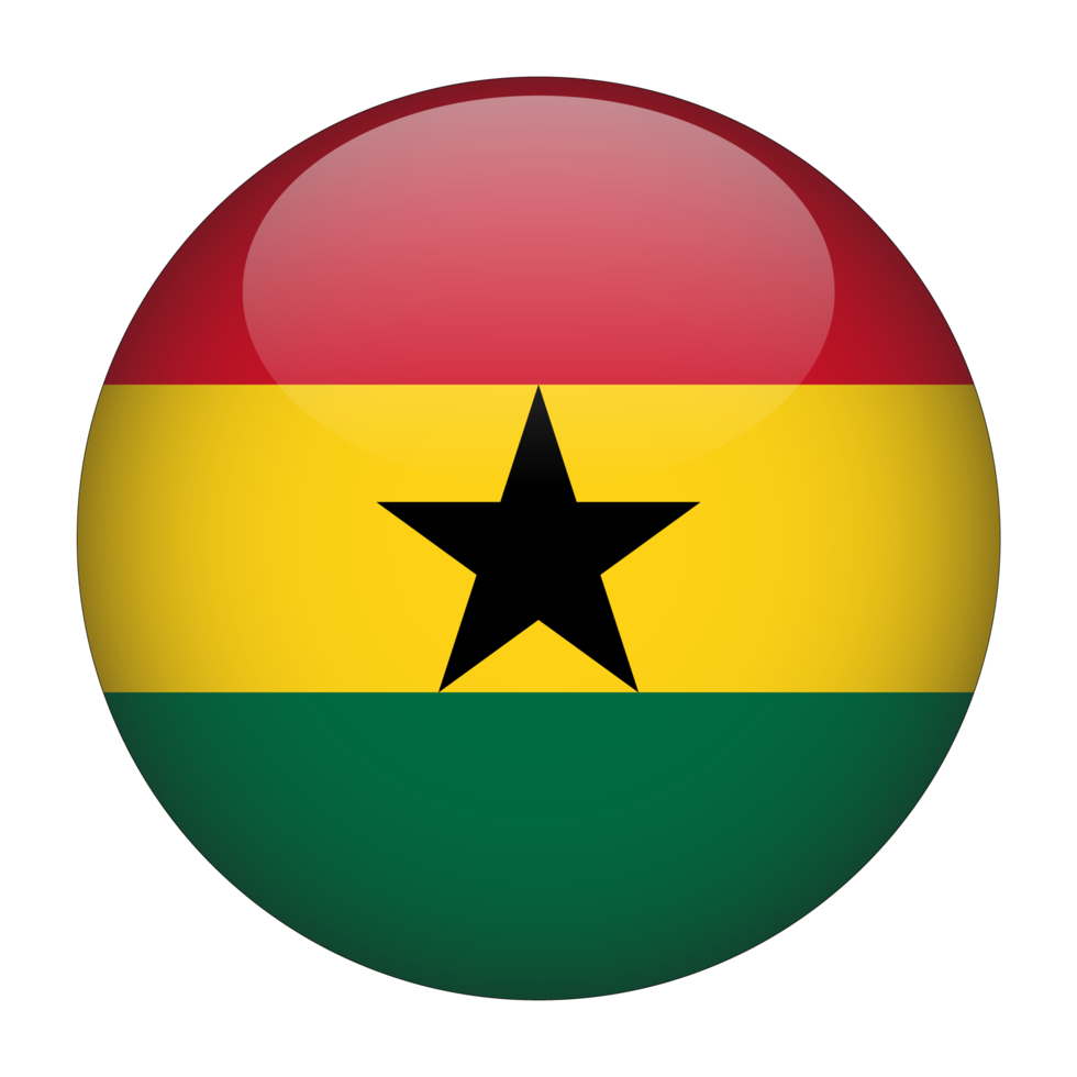 ghana bandera redondeada 3d con fondo transparente png