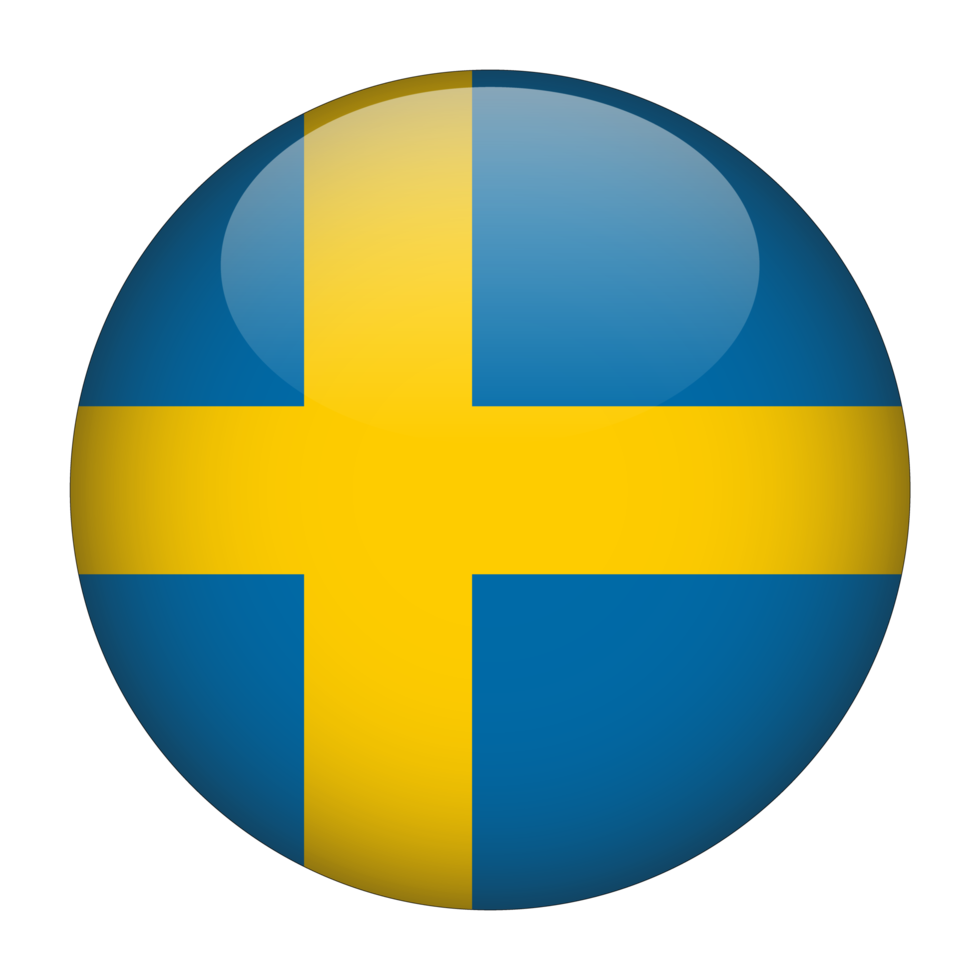 Sverige 3d avrundad flagga med transparent bakgrund png