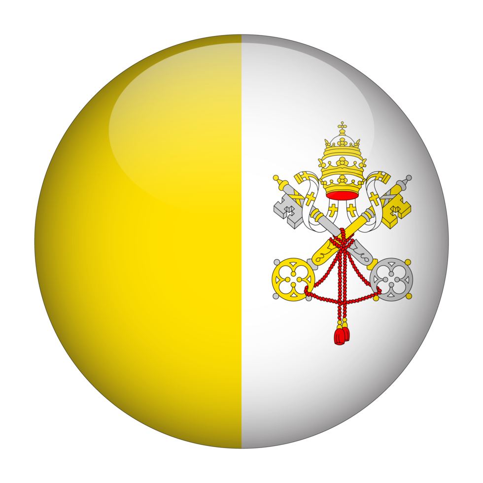 bandeira arredondada da cidade do vaticano 3d com fundo transparente png