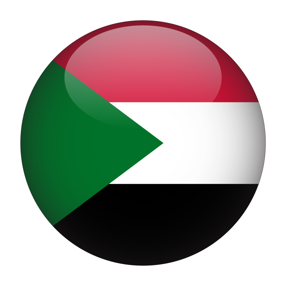 Sudan 3D Rounded Flag with Transparent Background png