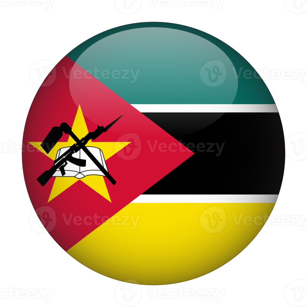 Mozambique 3D Rounded Flag with Transparent Background png