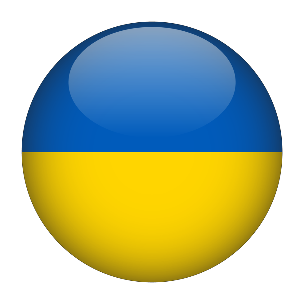 Ukraine 3D Rounded Flag with Transparent Background png