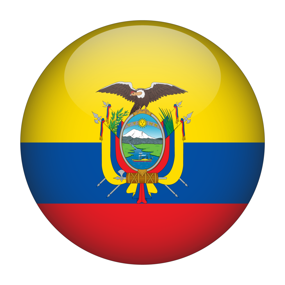 Ecuador 3D Rounded Flag with Transparent Background png