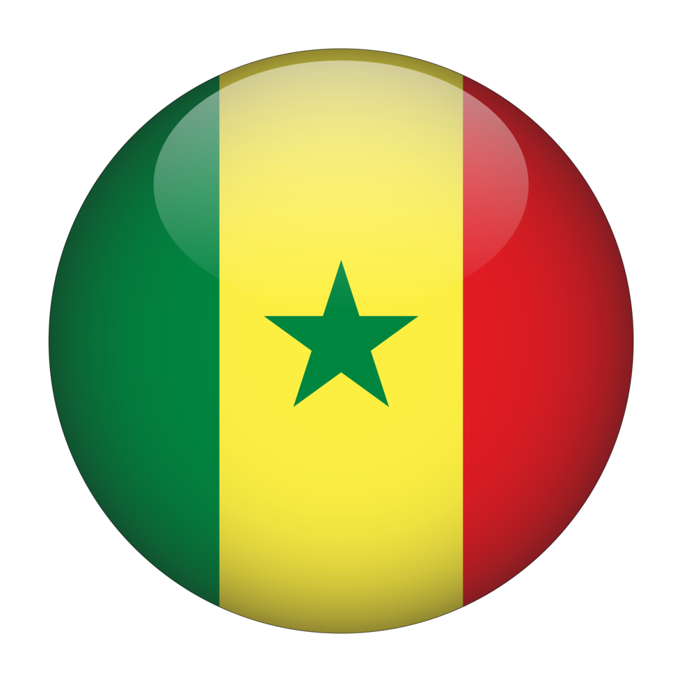 bandeira arredondada do senegal 3d com fundo transparente png