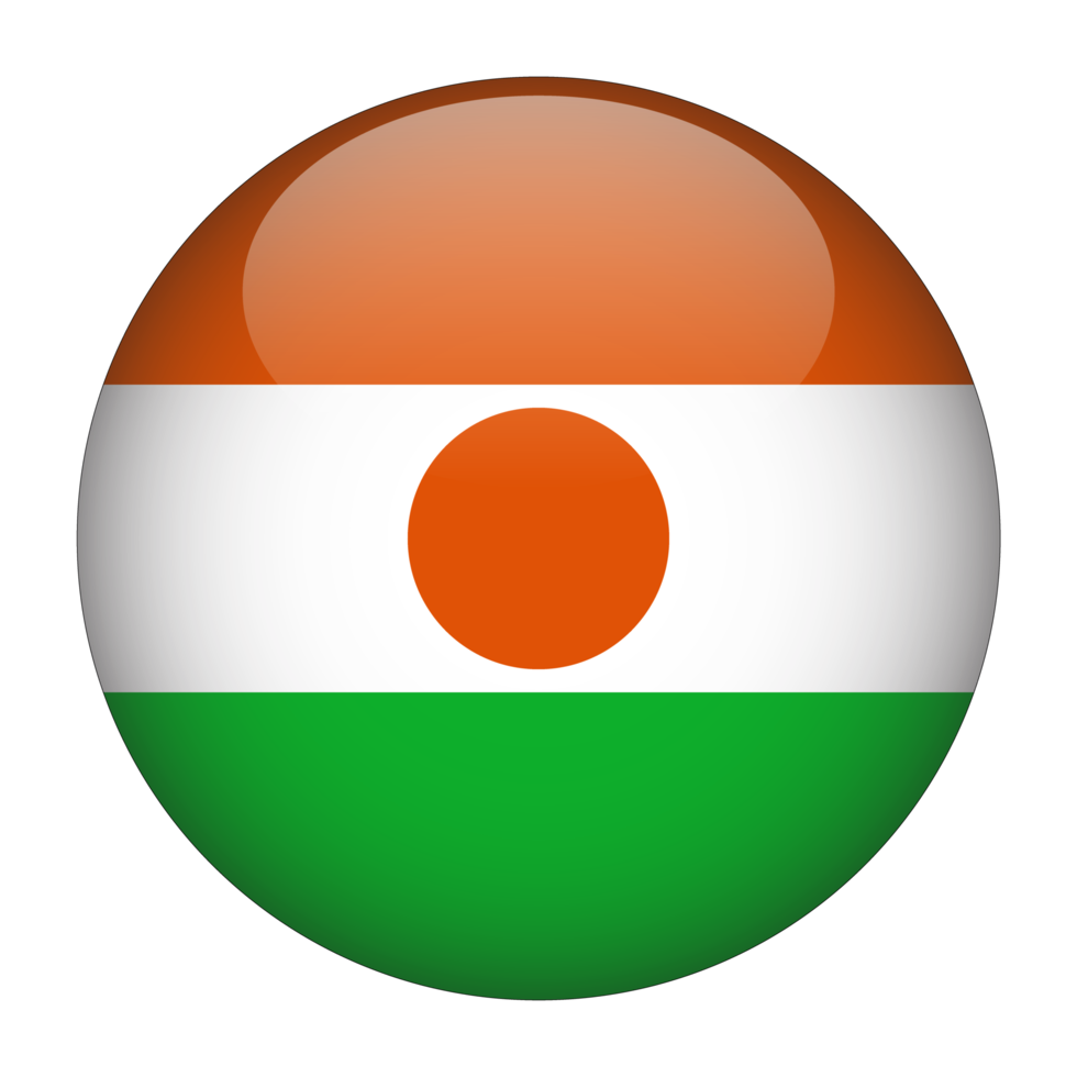 Niger 3D Rounded Flag with Transparent Background png