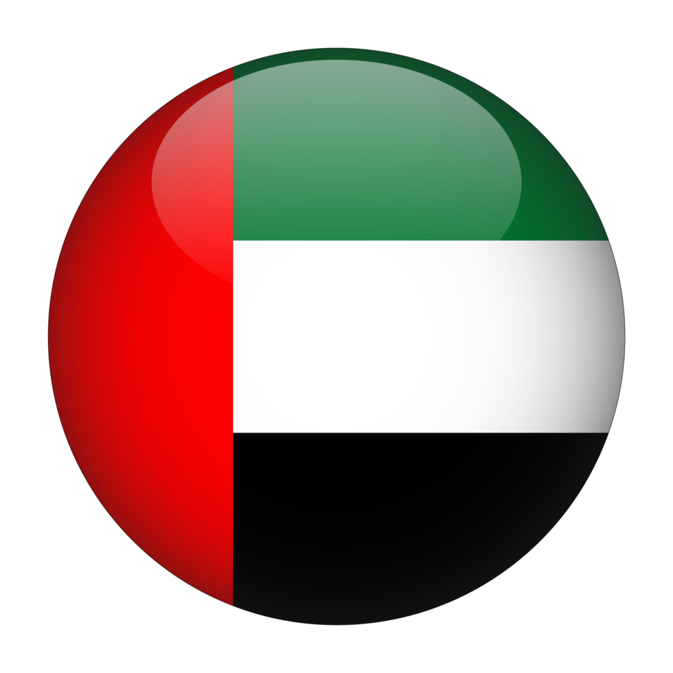 emiratos árabes unidos bandera redondeada 3d con fondo transparente png