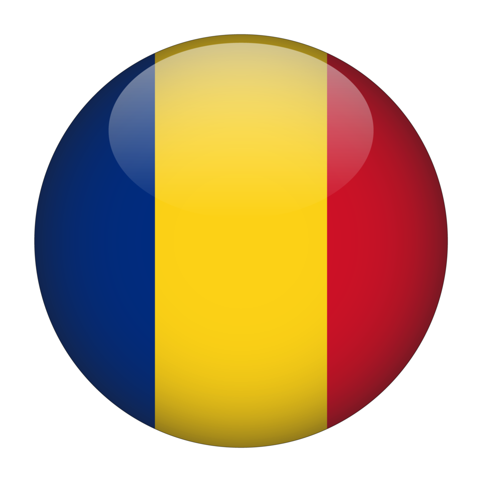 Romania 3D Rounded Flag with Transparent Background png