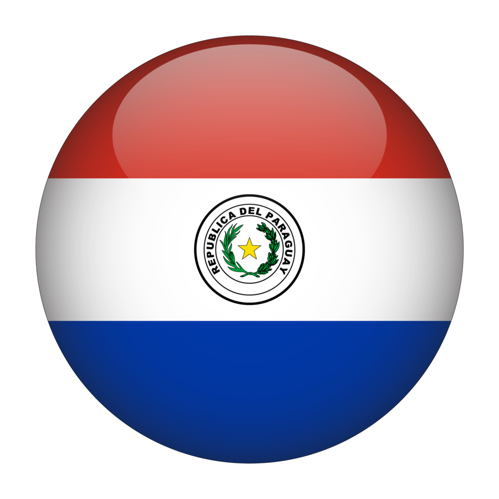 Paraguay 3D Rounded Flag with Transparent Background png