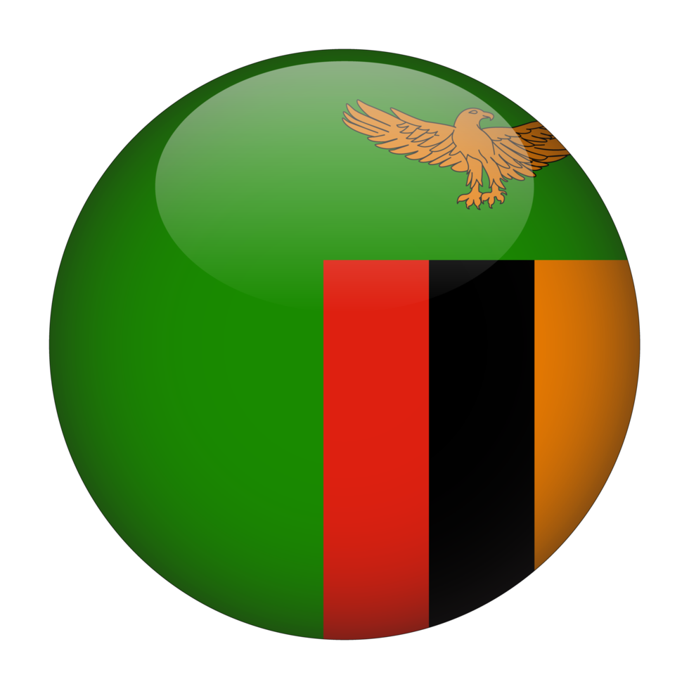 bandera redondeada 3d de zambia con fondo transparente png