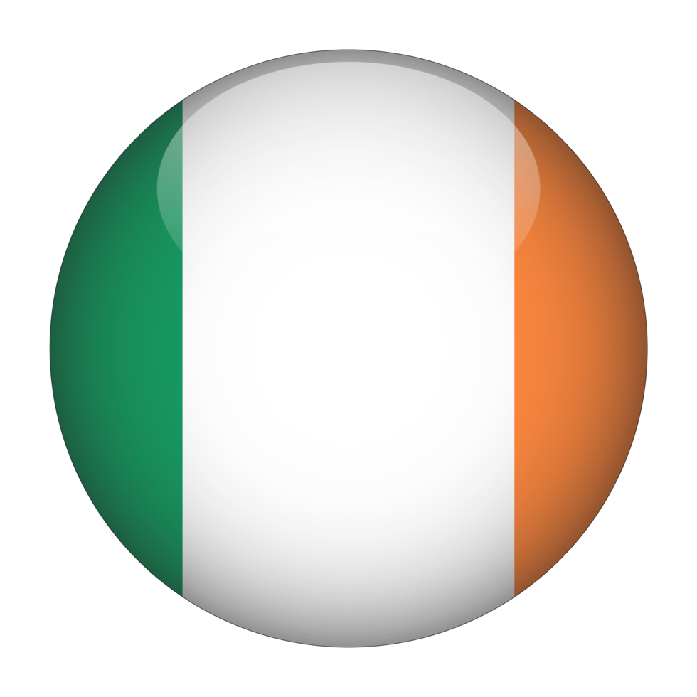 Ireland 3D Rounded Flag with Transparent Background png