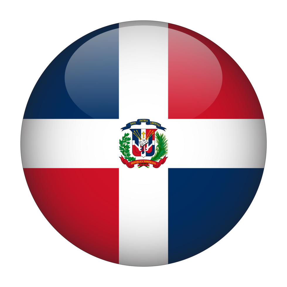 república dominicana 3d bandeira arredondada com fundo transparente png