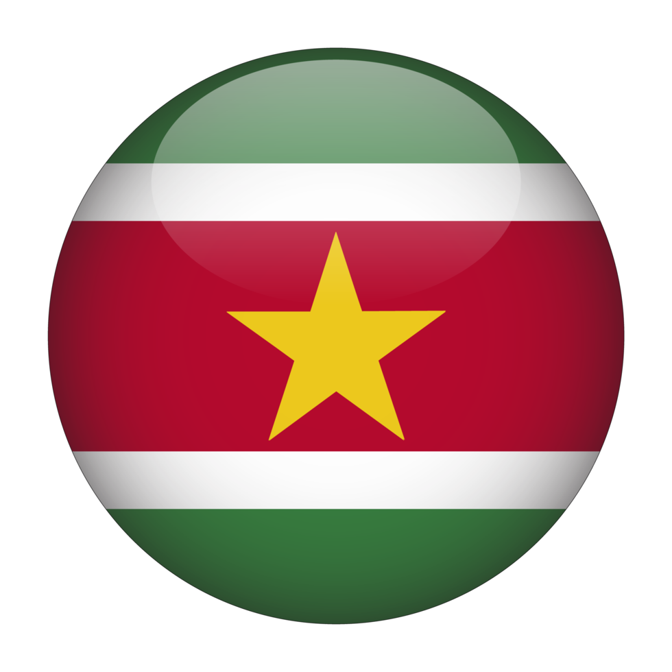 Suriname 3D Rounded Flag with Transparent Background png