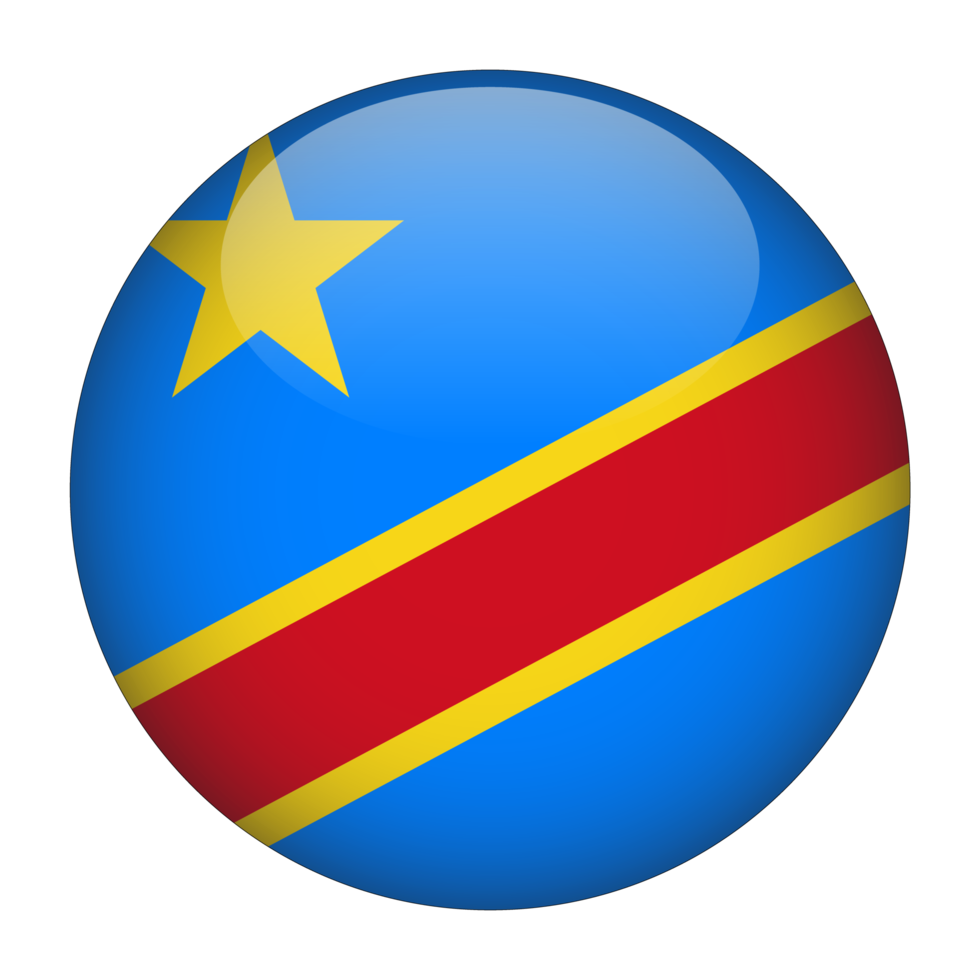 democratisch republiek van de Congo 3d afgeronde vlag met transparant achtergrond png