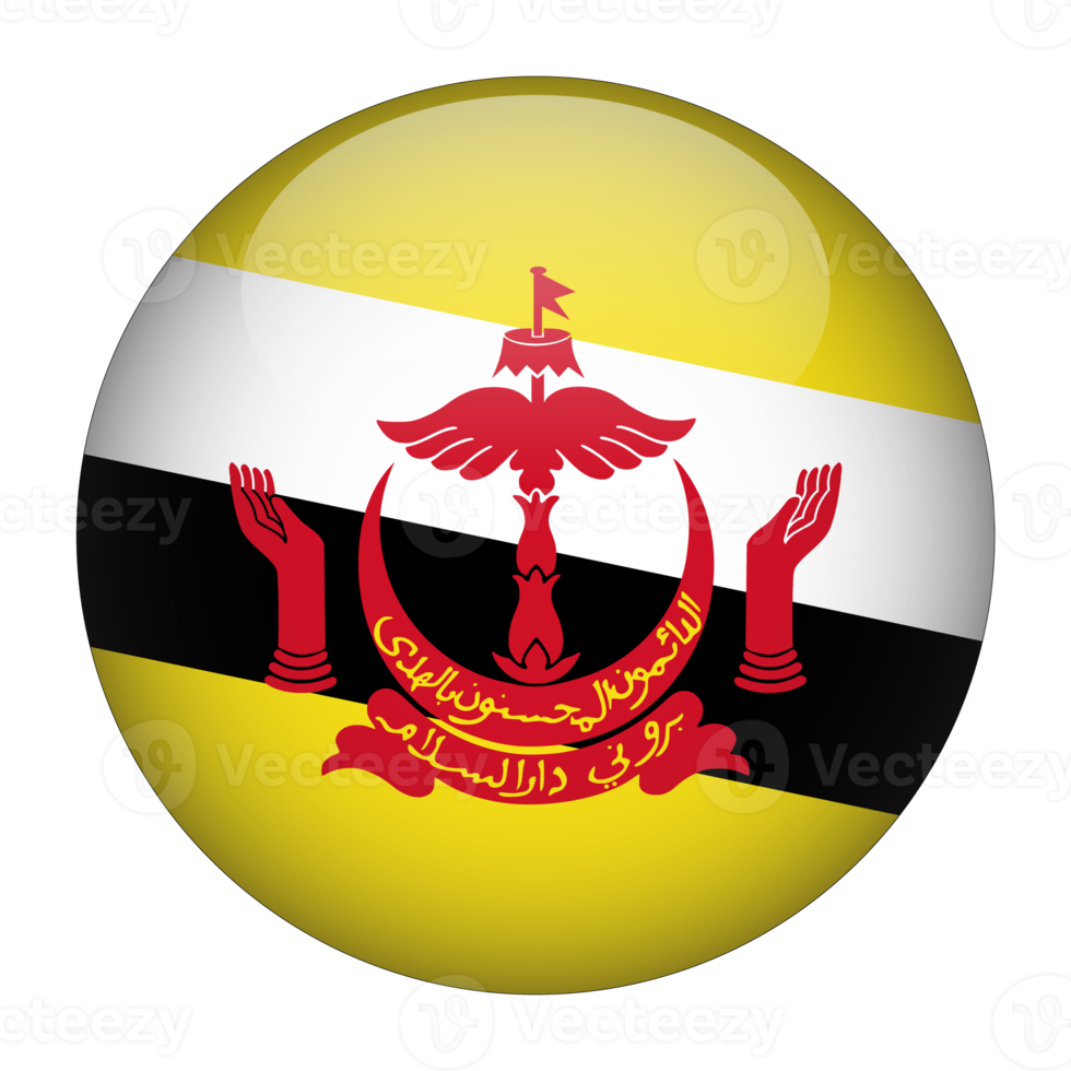 Brunei 3D Rounded Flag with no Background png