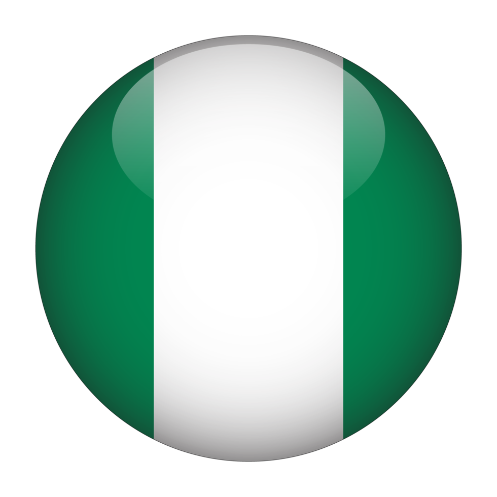 Nigeria 3d arrotondato bandiera con trasparente sfondo png