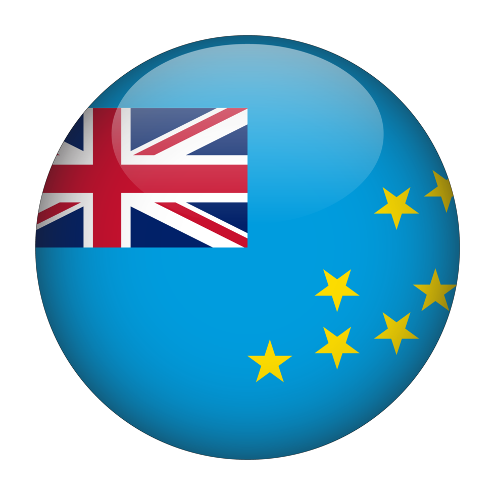 Tuvalu 3D Rounded Flag with Transparent Background png
