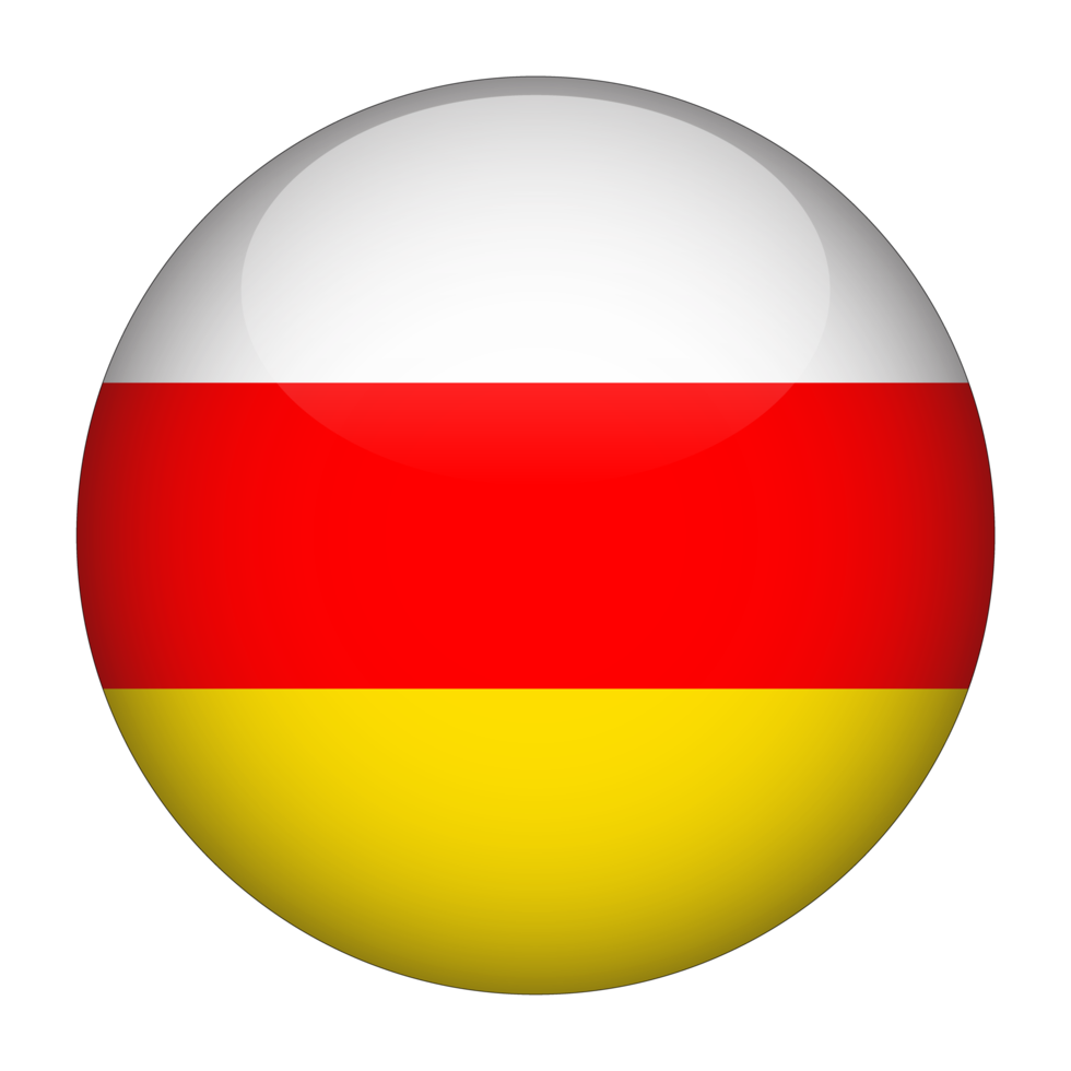 South Ossetia 3D Rounded Flag with Transparent Background png