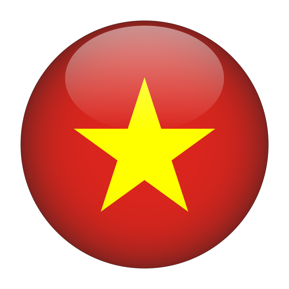 Vietnam 3d afgeronde vlag met transparant achtergrond png