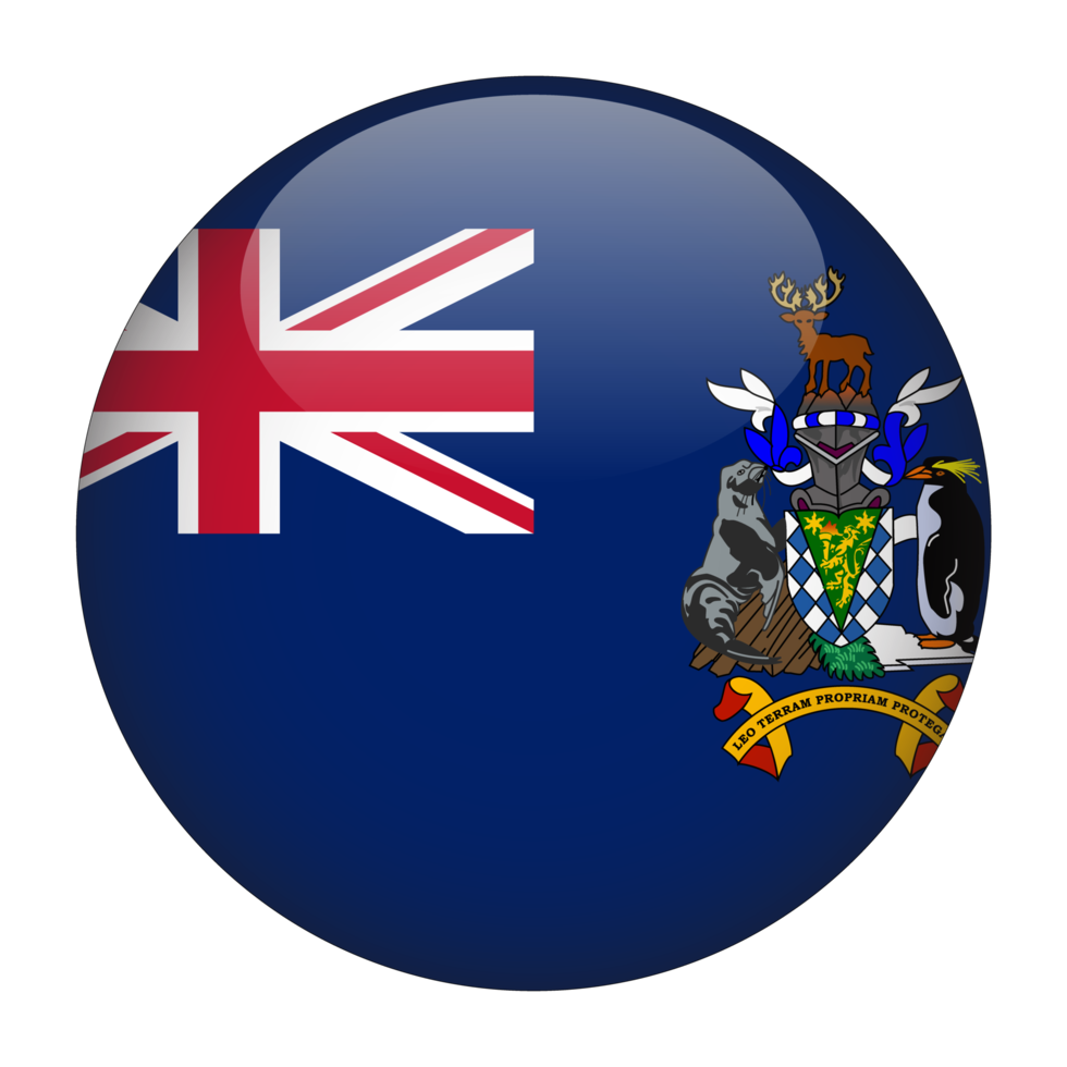 drapeau arrondi 3d de la géorgie du sud et des îles sandwich du sud avec fond transparent png