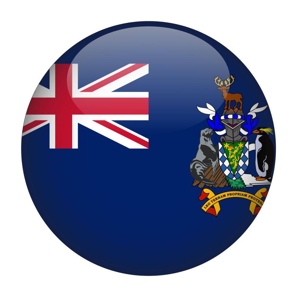 South Georgia and the South Sandwich Islands 3D Rounded Flag with Transparent Background png