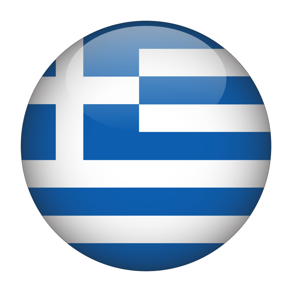 Greece 3D Rounded Flag with Transparent Background png