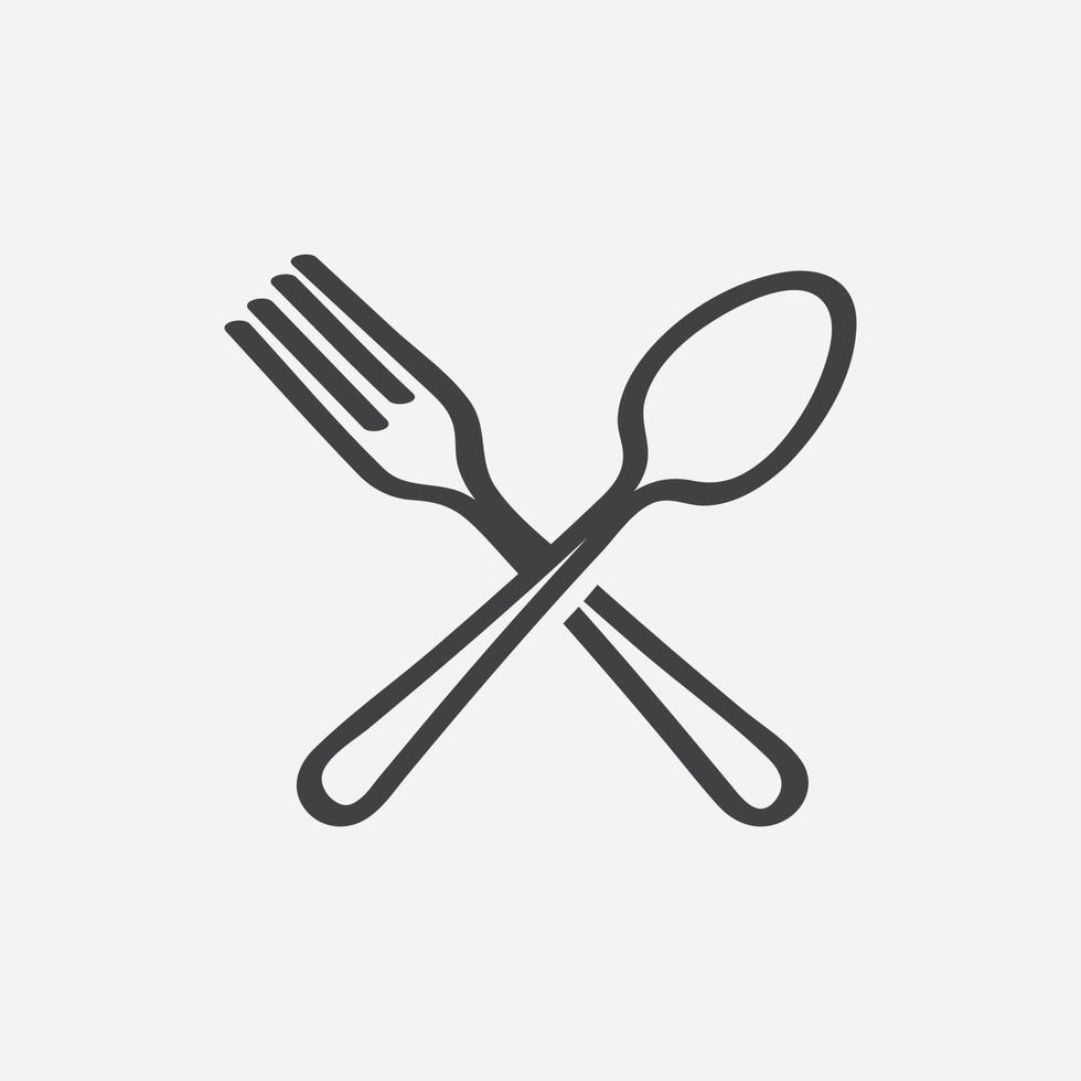 Spoon and Fork linear icon, Crossed symbol, restaurant Flat Vector illustration, Restaurant Symbol, cooking icon vector