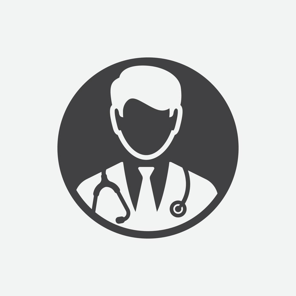 médico con diseño de icono de estetoscopio, médico médico icono de vector plano para aplicaciones y sitios web, ilustración del logotipo del médico