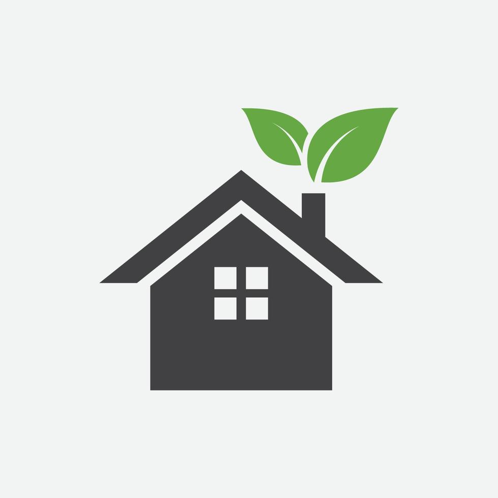 Green House or home vector icon, Home leaf vector icon illustration sign, eco home simple icon, Small house Icon Vector, Simple flat house symbol. Home Illustration