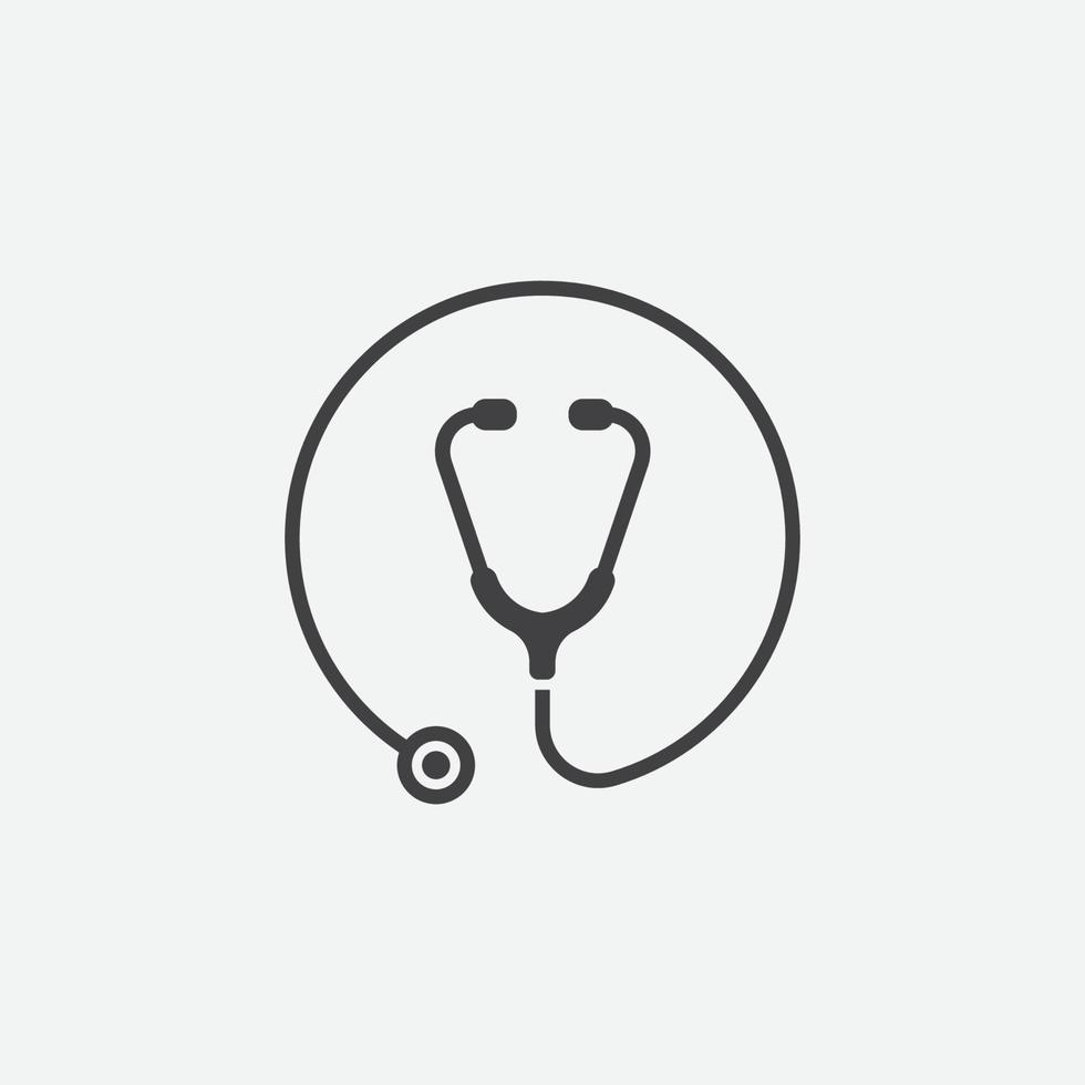 ilustración de vector de icono médico, icono de vector de estetoscopio en diseño plano de moda, ilustración de vector para web y móvil, estetoscopio, enfermera, atención médica.